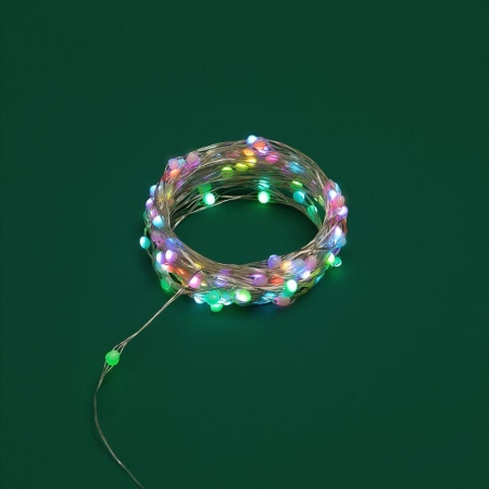 Гирлянда "Роса" 10м 100LED RGB IP44 с пультом 8 режимов элементы питания 3хAA Neon-Night 303-259