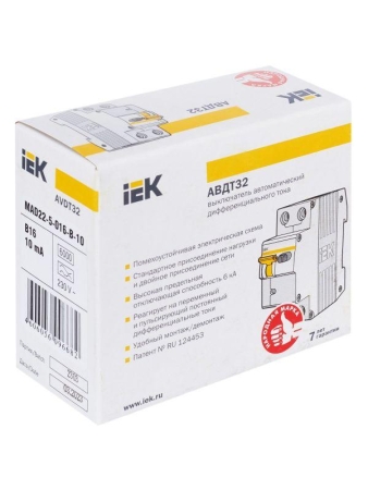 Выключатель автоматический дифференциального тока 2п (1P+N) B 16А 10мА тип A 6кА АВДТ-32 KARAT IEK MAD22-5-016-B-10