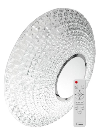 Светильник светодиодный PREMIUM CRYSTAL 55Вт 230В 3000-6500К 4400лм IP40 400х100мм настенно-потолочный управляемый с пультом ДУ КОСМОС KSCrys55W