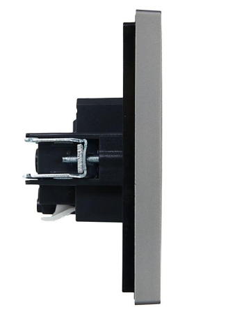 Розетка СП FORTE&PIANO FP513 16А с заземл. защ. шторки безвинт. крепл. сталь IEK FP-R14-16-1-K46