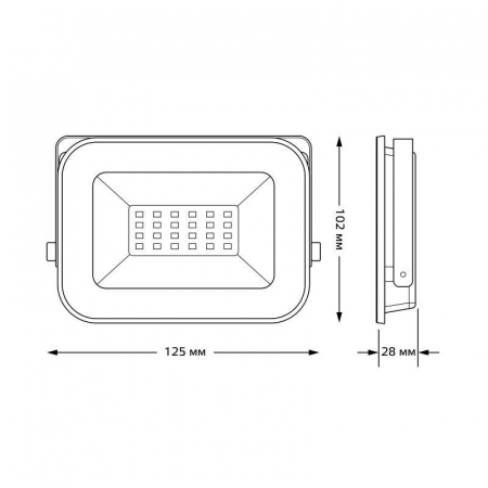 Прожектор светодиодный Qplus 20Вт 6500К IP65 2100лм 200-240В ДО графит. GAUSS 690511320