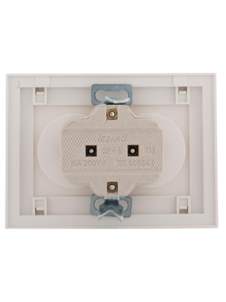 Розетка 2-м СП Rain 16А IP20 без заземл. с хром. боковой вставкой керамика бел. LEZARD 703-0225-128