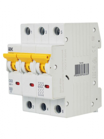 Выключатель автоматический модульный 3п C 63А 6кА ВА47-60M KARAT IEK MVA31-3-063-C