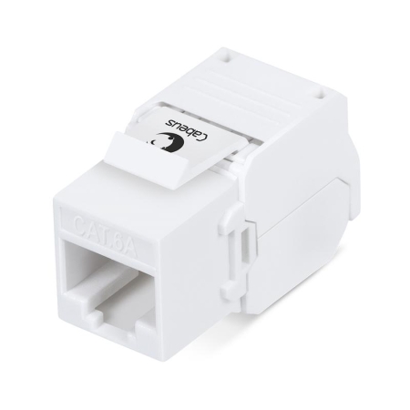 Вставка Keystone Jack RJ45 (8P8C) кат.6A KJ-RJ45-Cat.6A-180-Toolless 180град. без инструмента Toolless бел. Cabeus 7964c