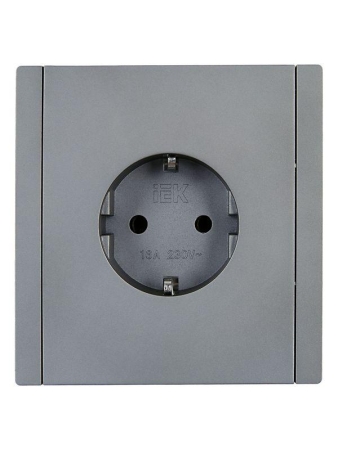 Розетка СП FORTE&PIANO FP513 16А с заземл. защ. шторки безвинт. крепл. сталь IEK FP-R14-16-1-K46
