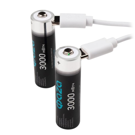 Аккумулятор литиевый AA 1.5В Li-Ion 3000мВт.ч 2000мА.ч зарядка от Type-C шнур в комплекте BL-4 (уп.4шт) ФАZА 5061606