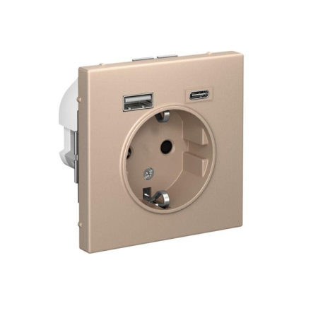 Розетка ArtGallery 16А с 2-мя заряд. устройствами USB A+C 5В/2.4А/3А 2х5В/1.5А механизм песочн. SE GAL001232