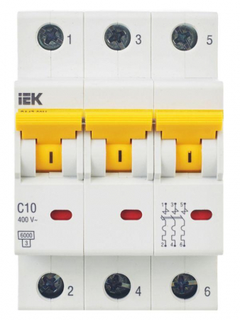 Выключатель автоматический модульный 3п C 10А 6кА ВА47-60M KARAT IEK MVA31-3-010-C