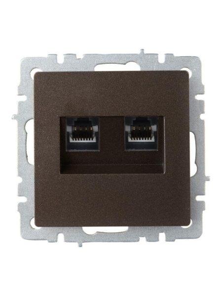 Розетка компьютерная двойн. СП RJ45 кат.6 BRITE РК11-2-БрТБ механизм бронза IEK BR-K20-2-K45
