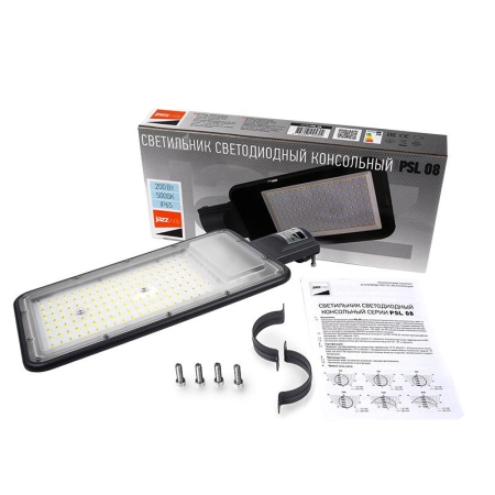 Светильник светодиодный PSL 08 GR 200Вт 5000К IP65 140/70град. ДКУ уличный консольный с линзовым модулем Pro JazzWay 5045866