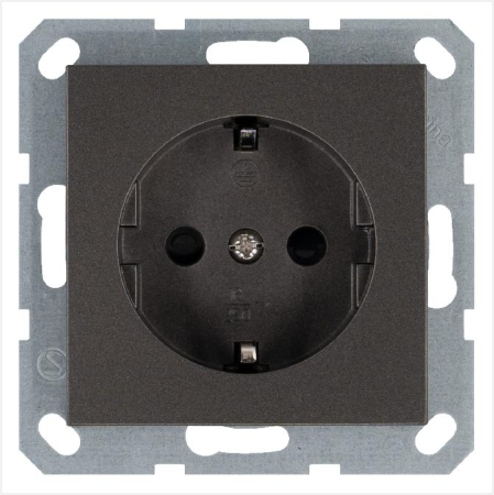 Розетка 1-м Shuko 16А IP20 с заземл. защ. шторки механизм мокко Jasmart G5501Z