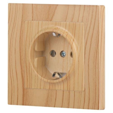 Розетка 1-м СП Accent 6-202-11 16А IP20 250В 2P+E Schuko сосна Intro Б0063706