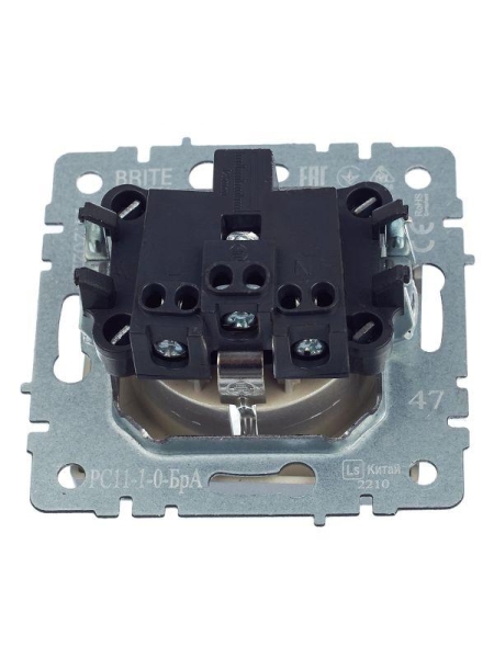 Розетка BRITE РС11-1-0-БрА 16А с заземл. без защ. шторки механизм алюм. IEK BR-R11-16-K47