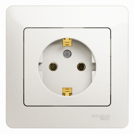 Розетка 1-м СП Glossa 16А IP20 с заземл. в сборе перламутр. SE GSL000642