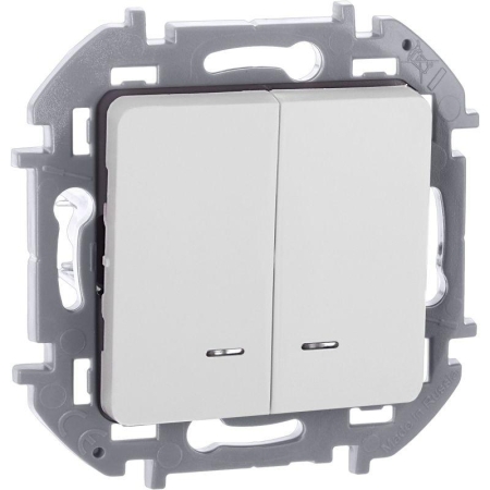 Выключатель 2-кл. Inspiria 10А IP20 250В 10AX с подсветкой/индикацией механизм бел. IEK 673630