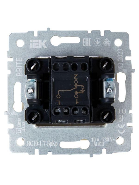 Выключатель проходной 1-кл. СП BRITE ВС10-1-7-БрКр 10А с индик. механизм беж. IEK BR-V12-1-10-K10