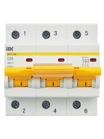 Выключатель автоматический модульный 3п C 25А 10кА ВА47-100 KARAT IEK MVA40-3-025-C
