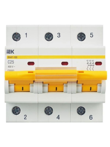 Выключатель автоматический модульный 3п C 25А 10кА ВА47-100 KARAT IEK MVA40-3-025-C