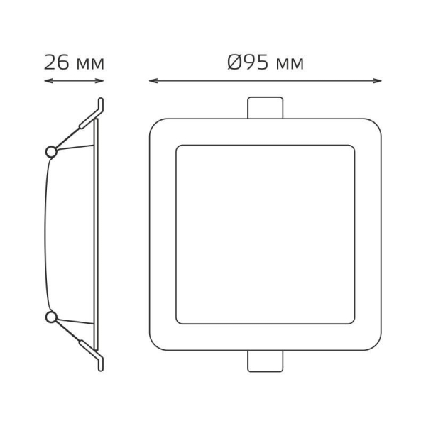 Светильник светодиодный Elementary Downlight 5.5Вт 4000К 460лм 170-260В IP20 95х26 квадрат монтаж бел. GAUSS 998420205