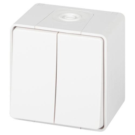 Переключатель Эксперт 11-1506-01 двойн. IP55 10АХ-250В ОУ бел. Эра Б0063295