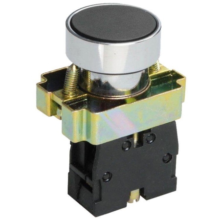 Выключатель кнопочный LAY5-ВА21 без подсветки 1НО цилиндр хром d22мм черн.Электротехник ET012085