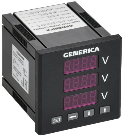 Вольтметр цифровой щитовой 3ф 72х72 LED GENERICA IDV11-5-3-0-LED-G