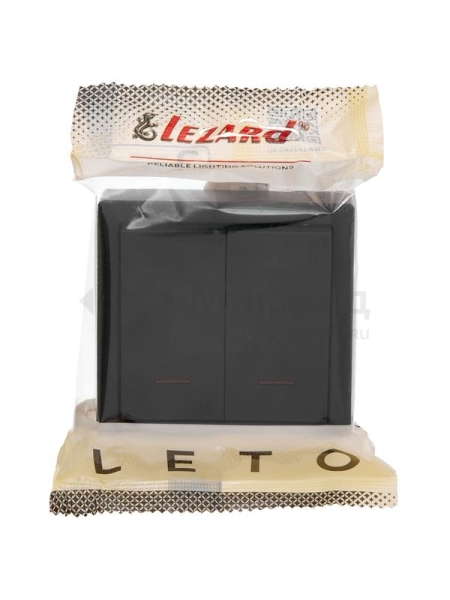 Выключатель 2-кл. ОП LETO с индикацией черн. бархат LEZARD 752-4200-112