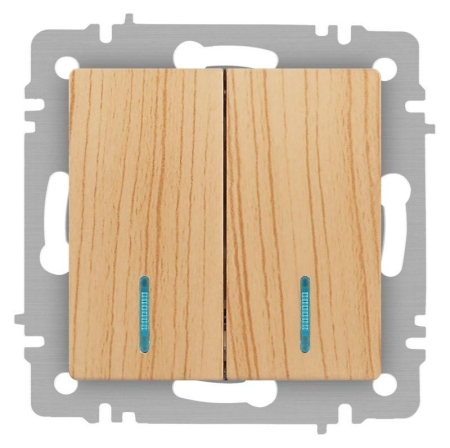 Выключатель 2-кл. СП Accent 6-105-11 10А IP20 250В с подсветкой AL/CU сосна Intro Б0063529