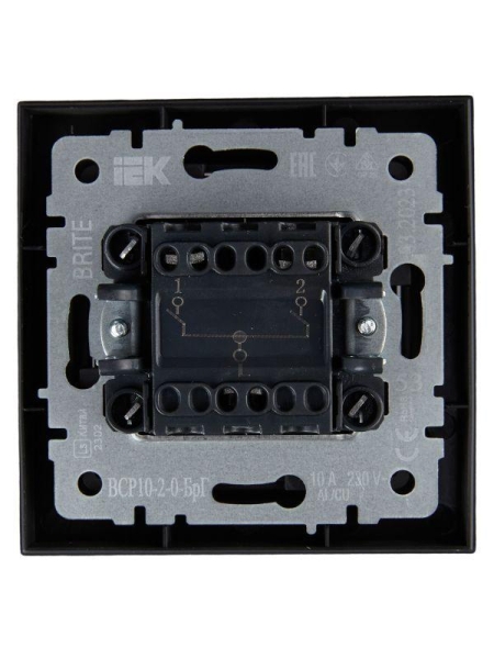 Выключатель 2-кл. СП BRITE ВСР10-2-0-БрГ 10А в сборе графит IEK BR-V20-0-10-K53-F