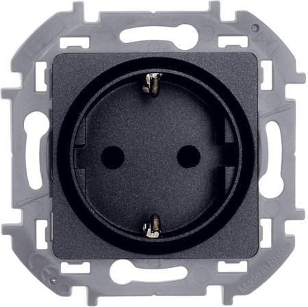 Розетка 1-м СП Inspiria 16А IP20 250В 2P+E защ. шторки немецк. стандарт механизм антрацит IEK 673733