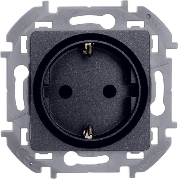 Розетка 1-м СП Inspiria 16А IP20 250В 2P+E защ. шторки немецк. стандарт механизм антрацит IEK 673733