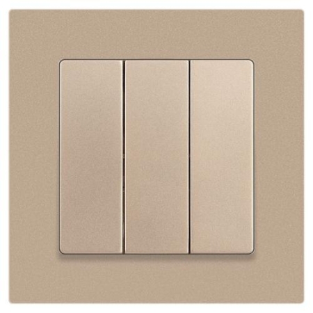 Выключатель 3-кл. СП Accent 6-106-04 10А IP20 250В AL/CU шампань Intro Б0063538