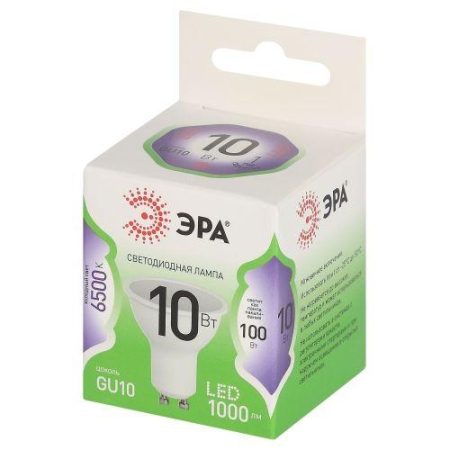 Лампа светодиодная GREEN LINE MR16-10W-865-GU10 GL 10Вт софит 6500К свет холод. GU10 Эра Б0066981