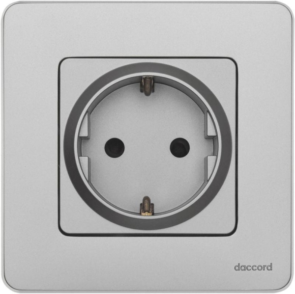 Розетка 1-м СП Inspiria 16А IP20 250В 2P+E защ. шторки немецк. стандарт механизм алюм. IEK 673732