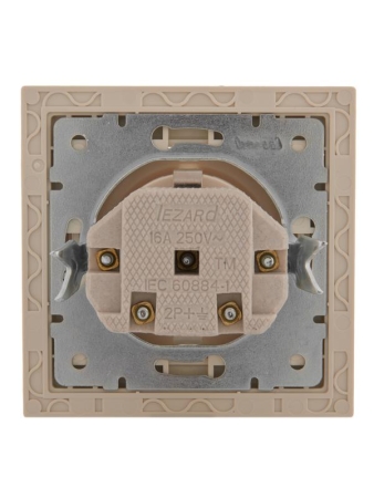 Розетка 1-м СП Rain с заземл. защ. шторки с заземл. керамика крем. LEZARD 703-0303-124