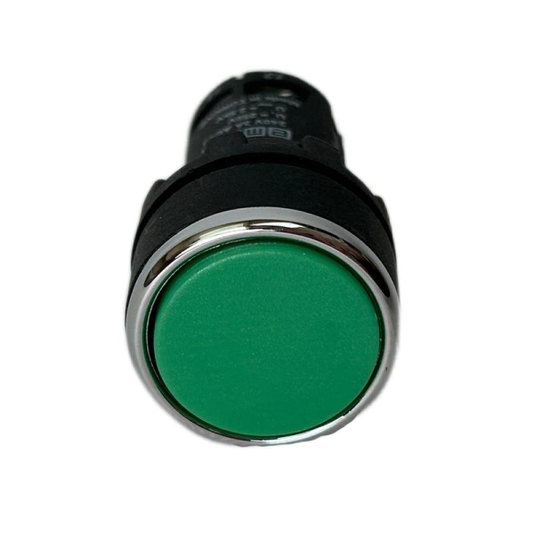 Кнопка нажимная моноблочная 22мм IP 40 1НО+1НО зел. EMAS MB101DY