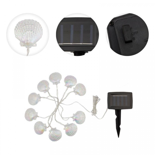Светильник светодиодный садовый Каскад Хранитель жемчужины 4м с выносной солнечн. панелью 2м и аккумулятором холод. бел. Lamper 602-267