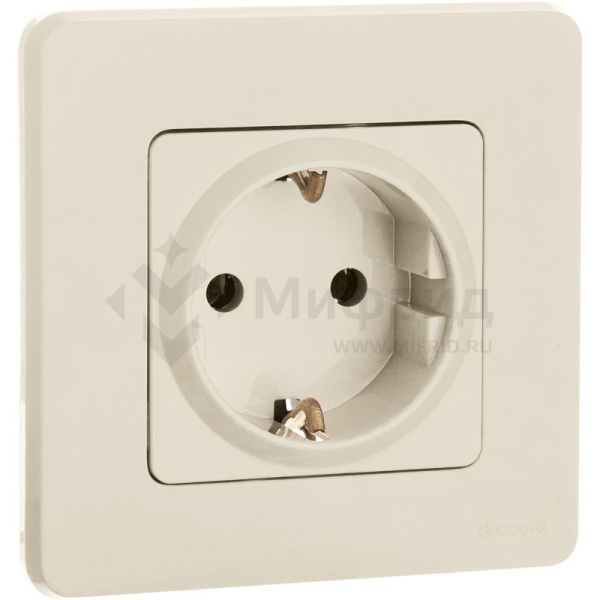 Розетка 1-м СП Inspiria 16А IP20 250В 2P+E защ. шторки немецк. стандарт механизм сл. кость IEK 673731