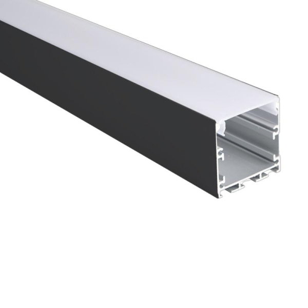 Профиль накладной PAL 3535-BLACK (комплект 2м 2глухих заглушки рассеиватель матов. 4клипсы крепежных) 2м анод. Pro JazzWay 5059054
