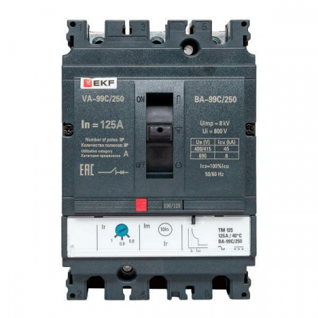 Выключатель автоматический 3п 250/125А 45кА ВА-99C Compact NS PROxima EKF mccb99C-250-125