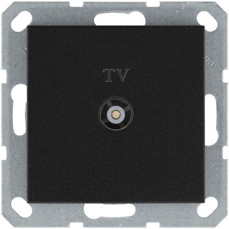 Розетка телевизионная проходная TV Ф9.5мм механизм антрацит Jasmart G6002B