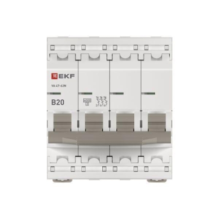 Выключатель автоматический модульный 4п B 20А 6кА ВА 47-63N PROxima EKF M636420B