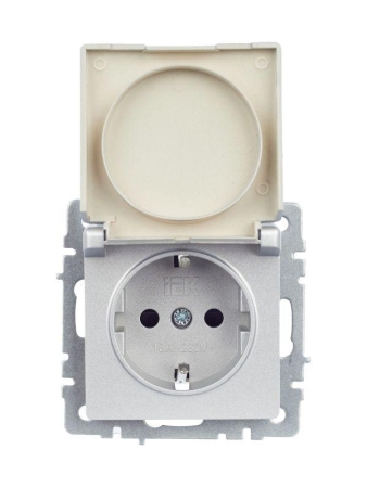 Розетка BRITE РСбш10-3-БрА 16А IP20 с заземл. защ. шторки с крышкой механизм алюм. IEK BR-R16-16-K47