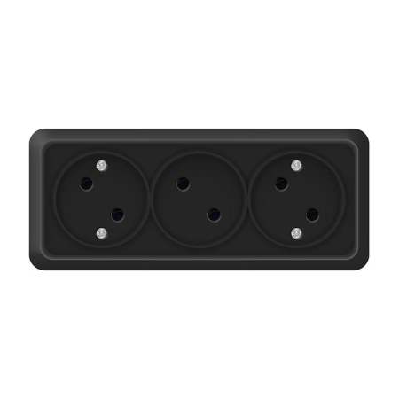 Розетка 3-м ОП Олимп 16А IP20 без заземл. черн. Universal 2217