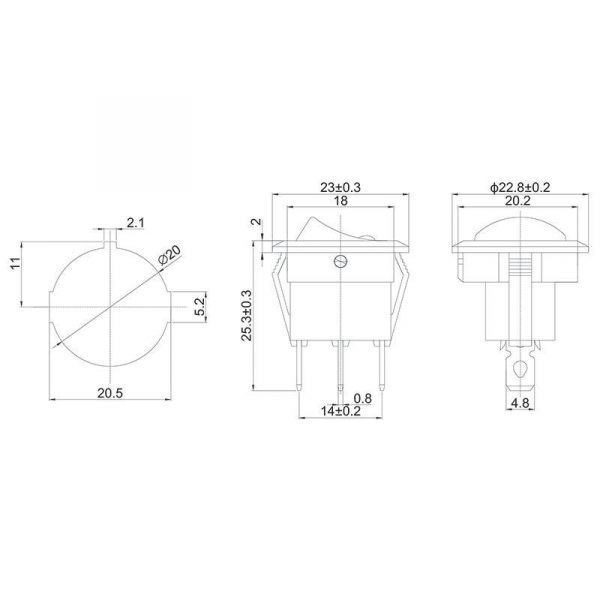 Выключатель клавишный круглый 12В 20А (3с) ON-OFF черн. подсветка син. (RWB-215 MIRS-101Е-8С/D) Rexant 36-2581