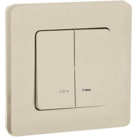 Выключатель 2-кл. Inspiria 10А IP20 250В 10AX с подсветкой/индикацией механизм сл. кость IEK 673631