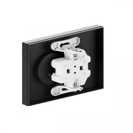 Розетка 2-м СП Эпика 16А без заземл. без защ. шторок с рамкой механизм черн. EKF UP1-SOB-200