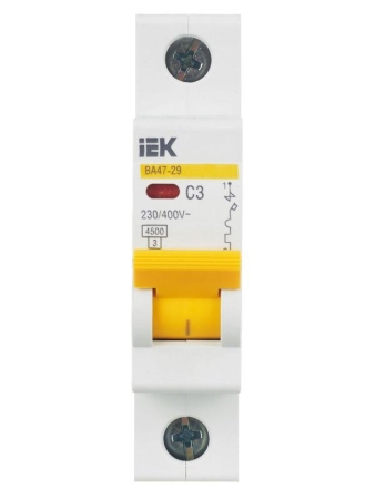 Выключатель автоматический модульный 1п C 3А 4.5кА ВА47-29 KARAT IEK MVA20-1-003-C