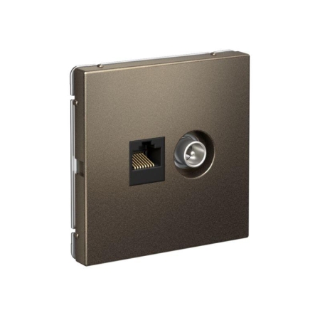 Розетка компьютерная + телевизионная 2-м ArtGallery RJ45 + TV кат.5E мокко SE GAL000689