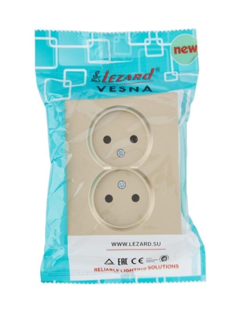 Розетка VESNA двойная без заземл. ПБТ зол. LEZARD 742-3600-128B
